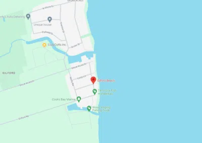 Map location of Gilford Beach, Innisfil, near CozyCotts
